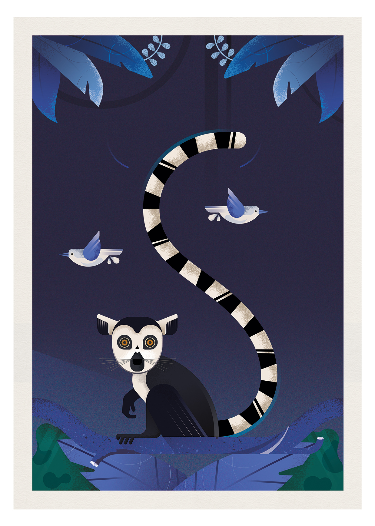 Lemur in the forest illustration by Gelpi Design