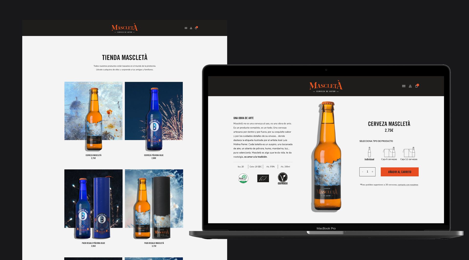 Cerveza Mascletà tienda online realizado por Gelpi Design
